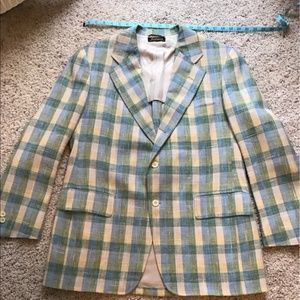 VTG Southwick Yellow/Green/Blue Plaid Linen Blazer